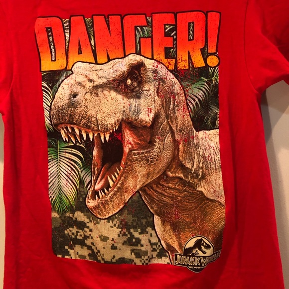 Dinosaur red graphic T- shirt “danger” Size S - Picture 8 of 9